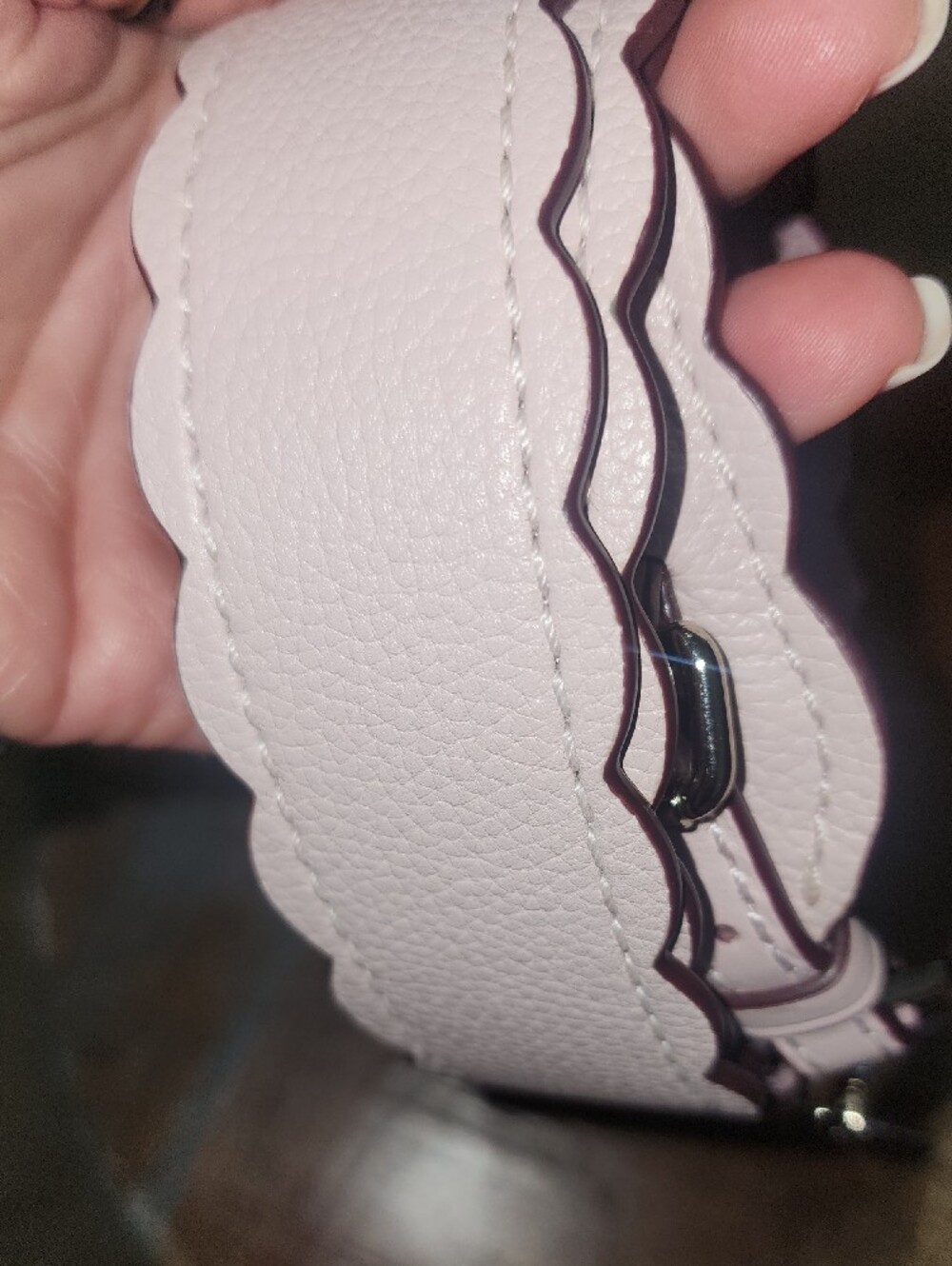 Coach Pale Pink Scalloped Leather Adjustable Shoulder Purse Strap - Picture 8 of 12